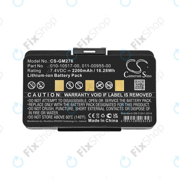 Battery for Garmin GPSMAP 276, 296, 376, 378, 478, 495, 2200mAh, Li-Ion, 7.4V, 010-10517-00, HQ