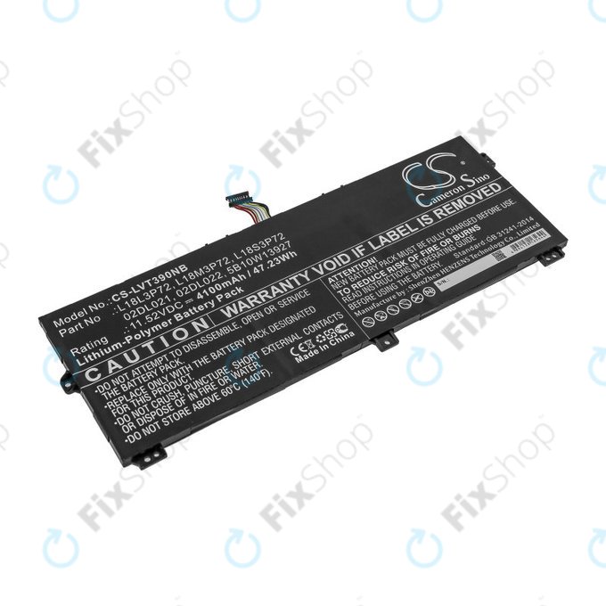 Battery for Lenovo ThinkPad X390, Yoga X390, 4100mAh, Li-Pol, 11.52V, 02DL021, HQ
