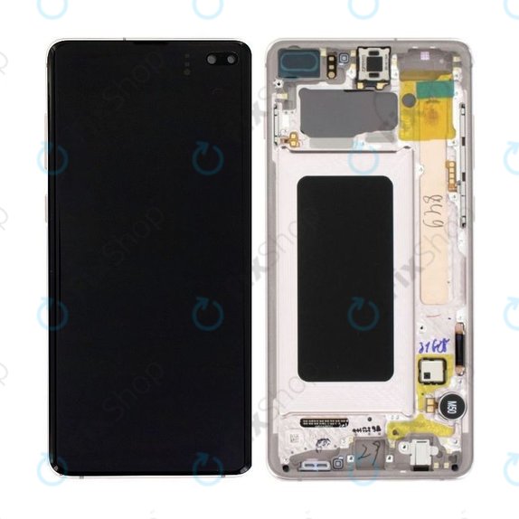 Samsung Galaxy S10 Plus G975F - LCD Display + Touch Screen + Frame (Ceramic White) - GH82-18849J, GH82-18834J Genuine Service Pack