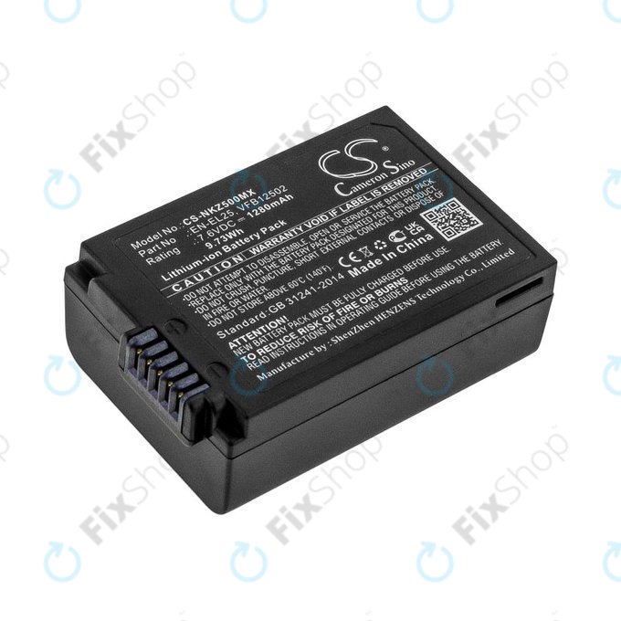 Battery for Nikon Z50, Z50 ZFC, Z30, Z FC, 1280mAh, Li-Ion, 7.6V, EN-EL25, HQ