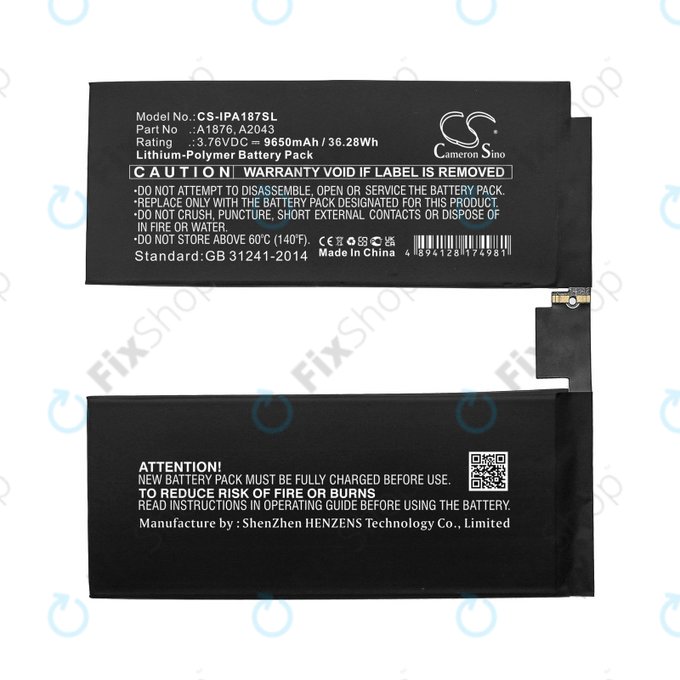 Apple iPad Pro 12.9 (3rd Gen 2018), iPad Pro 12.9 (4th Gen 2020) - Battery A1876, A2043 9650mAh HQ