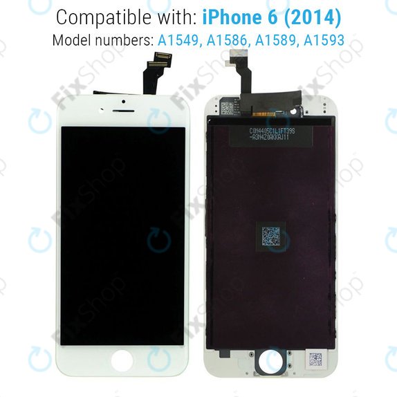 Display for iPhone 6, White, Touch Screen with Frame