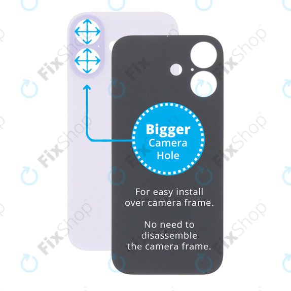 Apple iPhone 17 - Rear Housing Glass with Bigger Camera Hole (Lavender)