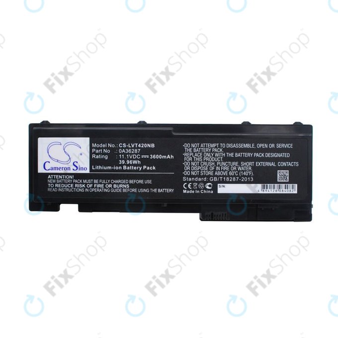 Battery for Lenovo Thinkpad T420s, T420si, 3600mAh, Li-Ion, 11.1V, 0A36287, HQ