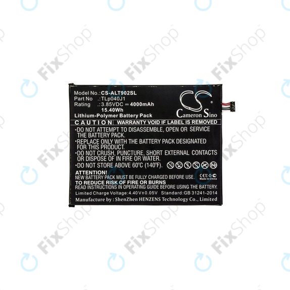 Battery for Alcatel 8082, Alcatel 9024w, 4000mAh, Li-Pol, 3.85V, TLp040J1, HQ