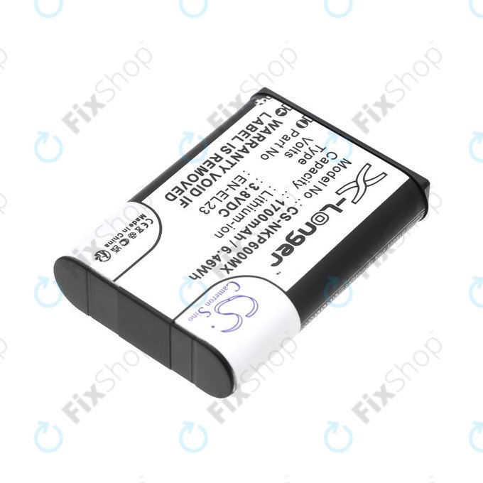 Battery for Nikon Coolpix, 1700mAh, Li-Ion, 3.8V, EN-EL23, HQ