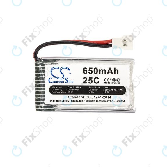 Battery for Hubsan X4 H107, 650mAh, Li-Pol, 3.7V, H107C-A24, HQ