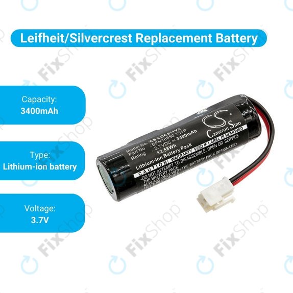 Leifheit Dry&Clean 51000, 51002, 51113, 51114 - Battery BFN18650 1S1P Li-Ion 3.7V 3400mAh HQ