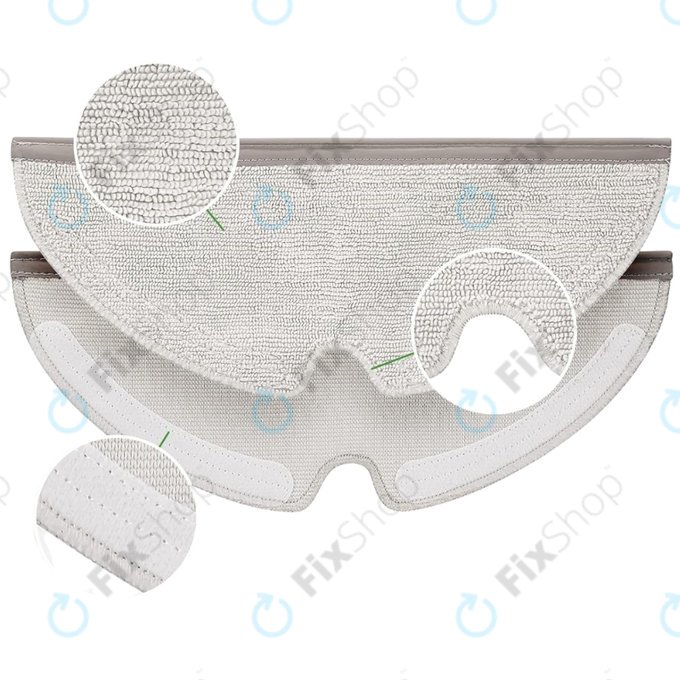 Replacement set for Xiaomi Roborock Q7+, Q7 Max, Q7 Max+ (1x Main brush, 2x Filter, 2x Side brush - White, 2x Mop cloth, 2x Dust bag)