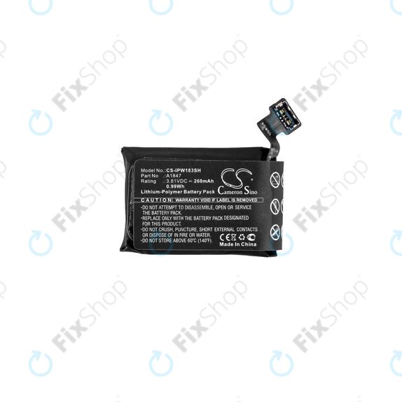 Battery for Apple Watch 3 38 mm, 260mAh, GPS Version, Li-Pol, 3.81 V, A1847, HQ