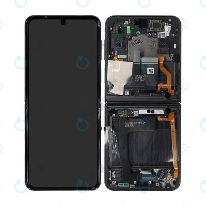 Samsung Galaxy Z Flip 4 F721B - LCD Display + Touch Screen + Frame (Graphite) - GH82-29440A, GH82-30238A, GH82-30239A, GH82-29441A Genuine Service Pack