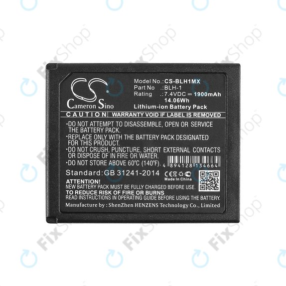 Battery for Olympus EM1, 1900mAh, Li-Ion, 7.4V, BLH-1, HQ