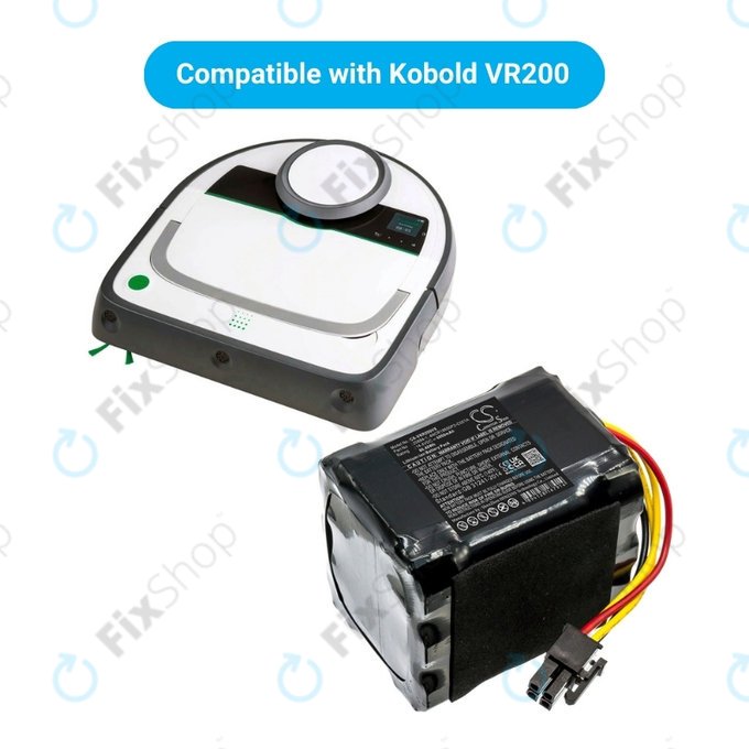 Vorwerk Kobold VR200 - Battery 20884-1, 4NCR18650P2-C001A Li-Ion 14.4V 6000mAh HQ