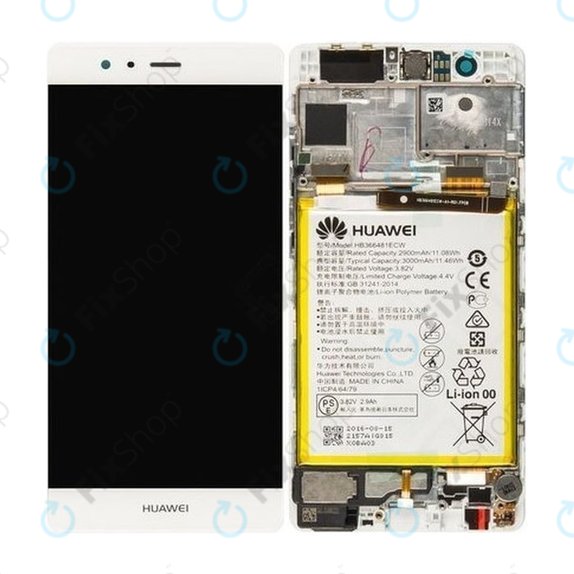Huawei P9 - LCD Display + Touch Screen + Frame + Battery (White) - 02350RRY, 02350RKF Genuine Service Pack
