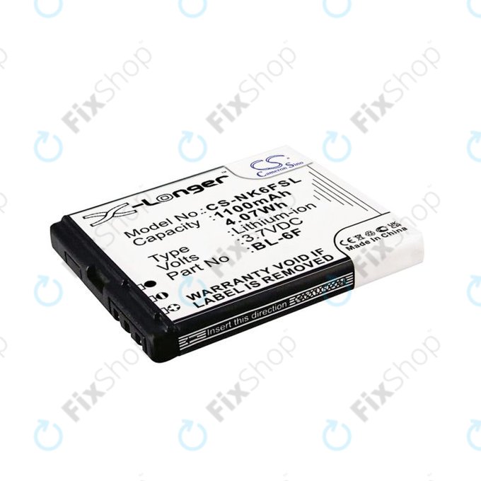 Battery for Nokia N78, N79, N95 8GB, 1100mAh, Li-Ion, 3.7V, BL-6F, HQ