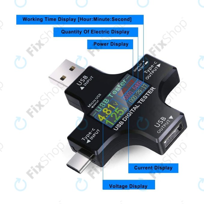 Eversame 2in1 - USB Digital Tester (with USB-C & USB 3.0)