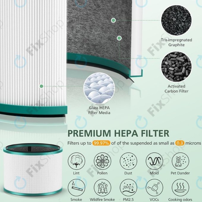 Dyson Pure Hot + Cool-series, Pure Cool Desk-series - HEPA filter (Activated carbon) (Green)