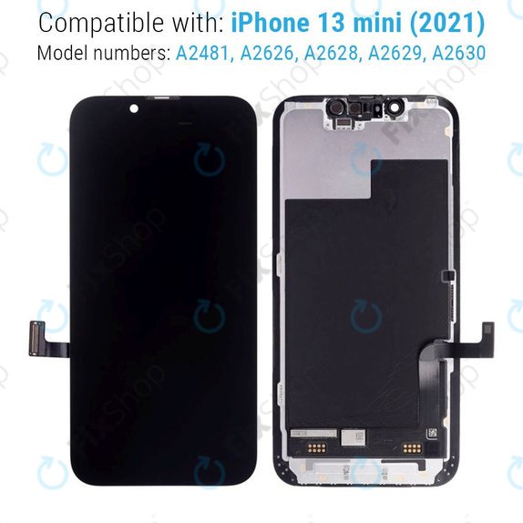 Display Hard OLED for iPhone 13 Mini, Touch Screen with Frame, FixPremium