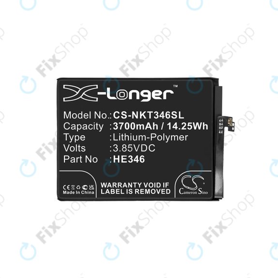 Battery for Nokia 7 Plus, 3700mAh, Li-Pol, 3.85 V, HE346, HQ