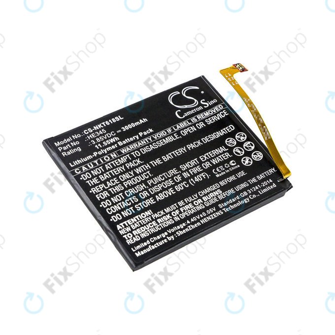 Battery for Nokia 6.1, 3000mAh, Li-Pol, 3.85 V, HE345, HQ