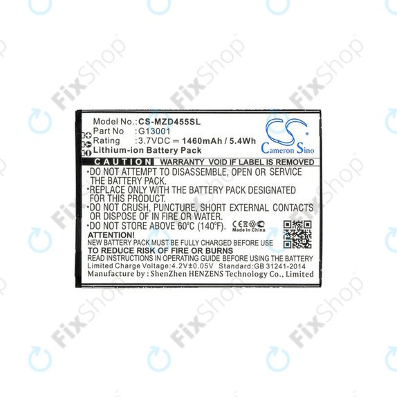 Battery for Navon Mizu D455, 1460mAh, Li-Ion, 3.7V, G13001, HQ
