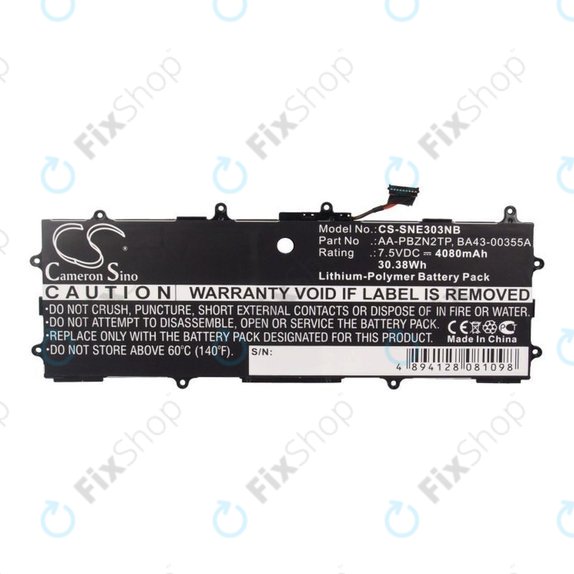 Battery for Samsung Chromebook Series 3, 4080mAh, Li-Pol, 7.5V, AA-PBZN2TP, HQ