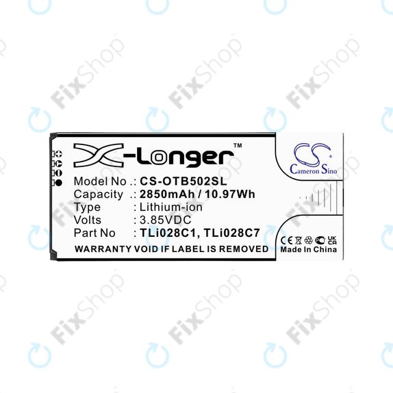 Battery for Alcatel 1b 2020, Alcatel Ot-5002a, 2850mAh, Li-Ion, 3.85V, TLI028C1, HQ