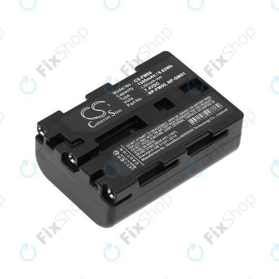 Battery for Sony CCD-TR108, Cyber-shot DSC-S50, 1300mAh, Li-Ion, 7.4V, NP-QM51, HQ