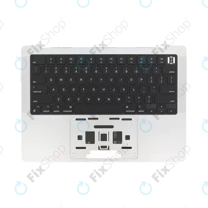 Top case keyboard frame for MacBook Pro 14", A3185 (2024), with US keyboard and battery, Silver, 661-50211, Genuine Apple
