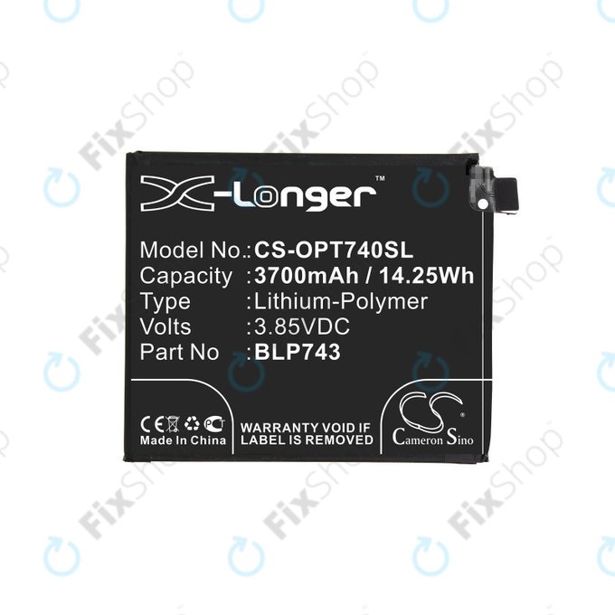 Battery for OnePlus 7T, 3700mAh, Li-Pol, 3.85 V, BLP743, HQ
