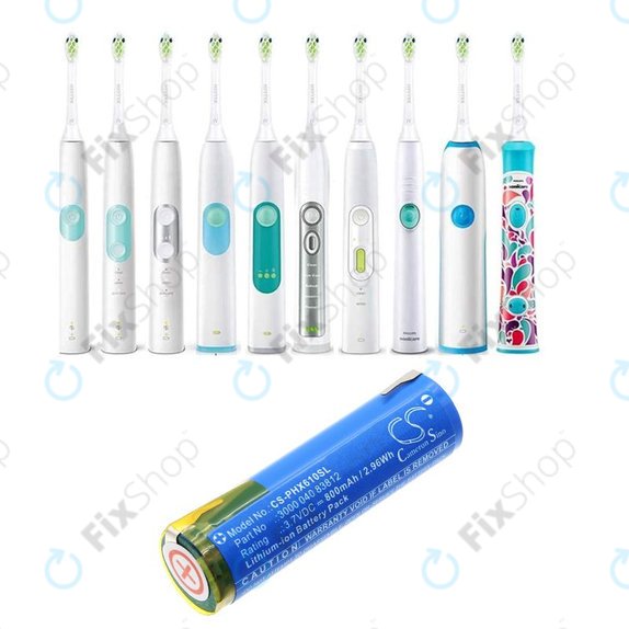 Battery for Oral-B Genius X, Philips HX6100 Series, 800mAh, Li-Ion, 3.7V, 3000 040 83812, HQ