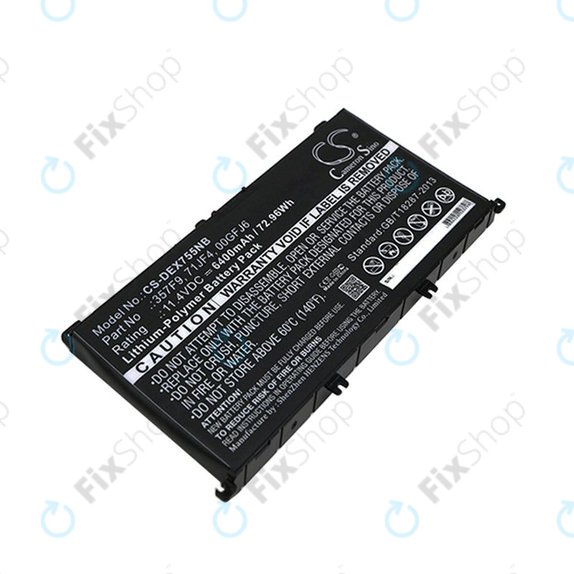 Battery for Dell Inspirion 15, 6400mAh, Li-Pol, 11.4V, 357F9, HQ