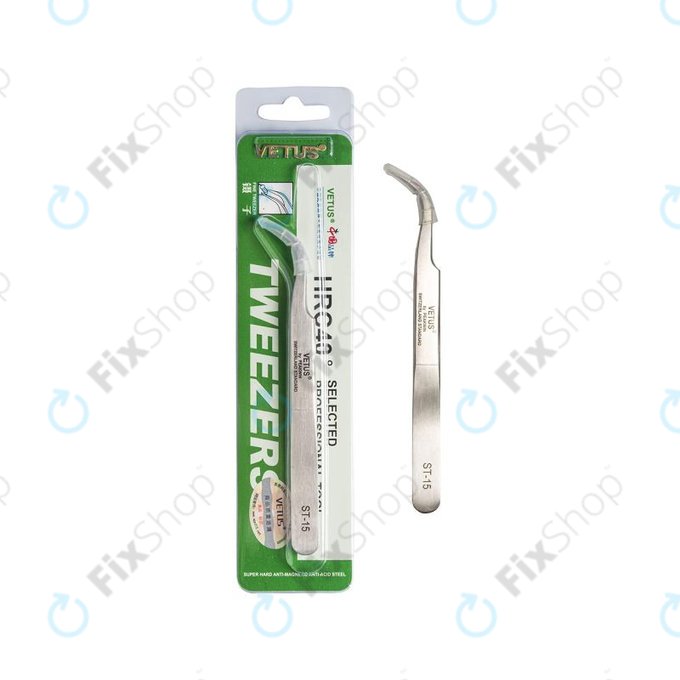 Vetus ST-15 - Professional Metal Tweezer with Curved Tip (120mm)
