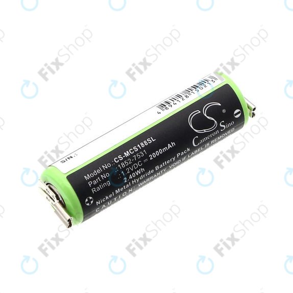 Battery for Moser Easy Style 1881, 2000mAh, Ni-MH, 1.2V, 1852-7531, HQ