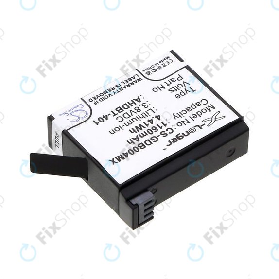 Battery for GoPro Hero 4, 1160mAh, Li-Ion, 3.8V, AHDBT-401, HQ