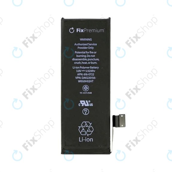 Battery for iPhone 5S, 1560mAh, FixPremium