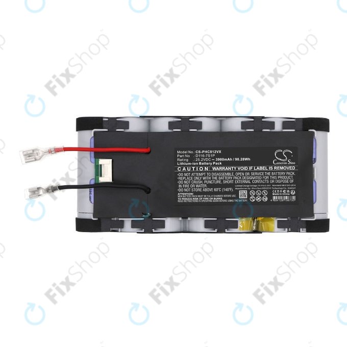 Battery for Philips Aqua Plus 8000, XC8349/01, XW8122/82, 3900mAh, Li-Ion, 25.2V, D116-7S1P, HQ