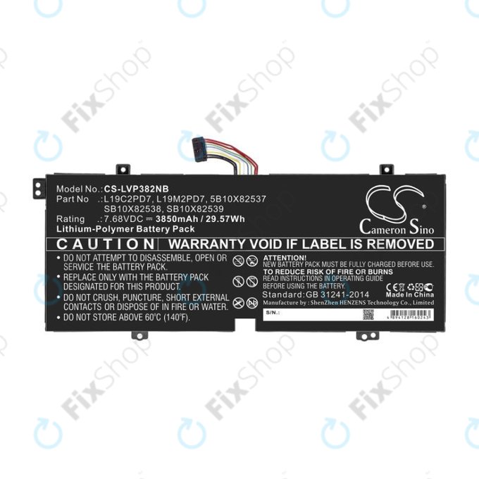 Battery for Lenovo IdeaPad 3, Duet 3, 3850mAh, Li-Pol, 7.68V, L19C2PD7, HQ