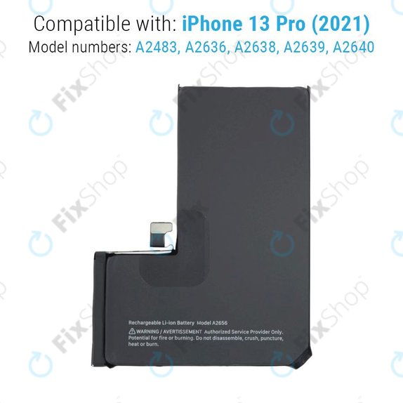 Battery for iPhone 13 Pro, 3095mAh, A2656, Service Pack