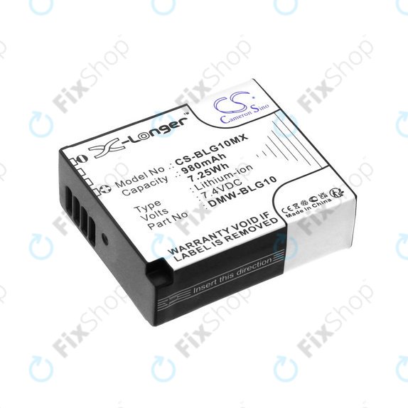 Battery for Leica D-Lux Type 109, Panasonic Lumix DMC-GF3, GX7, LX100, 980mAh, Li-Ion, 7.4V, DMW-BLG10, HQ