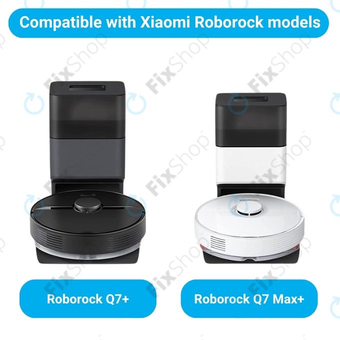 Replacement set for Xiaomi Roborock Q7+, Q7 Max, Q7 Max+ (2x Main brush, 4x Filter, 4x Side brush - White, 4x Mop cloth, 4x Dust bag)