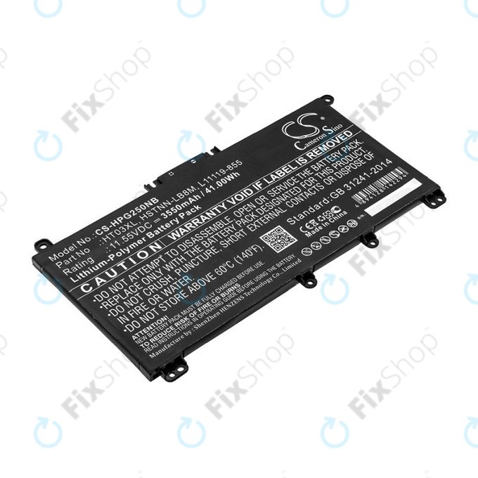 Battery for HP Pavilion 14, 15, 17, 3550mAh, Li-Pol, 11.55V, HT03XL, HQ