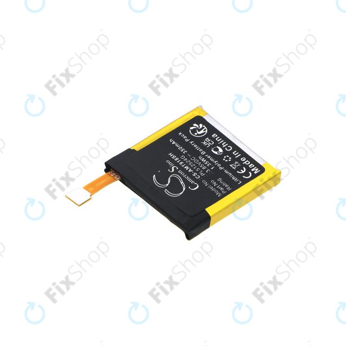 Battery for Amazfit A1801, A1808, A1918, T-Rex Verge Lite, 350mAh, Li-Pol, 3.85V, PL512524G, HQ