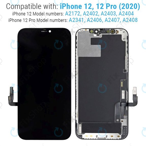 Display Hard OLED for iPhone 12, 12 Pro, Touch Screen with Frame, FixPremium