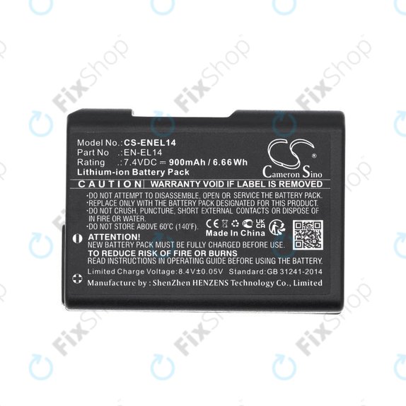 Battery for Nikon D3100 DSLR, 900mAh, Li-Ion, 7.4V, EN-EL14, HQ