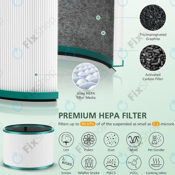 Dyson Pure Hot + Cool-series, Pure Cool Desk-series - HEPA filter (Activated carbon) (Green)