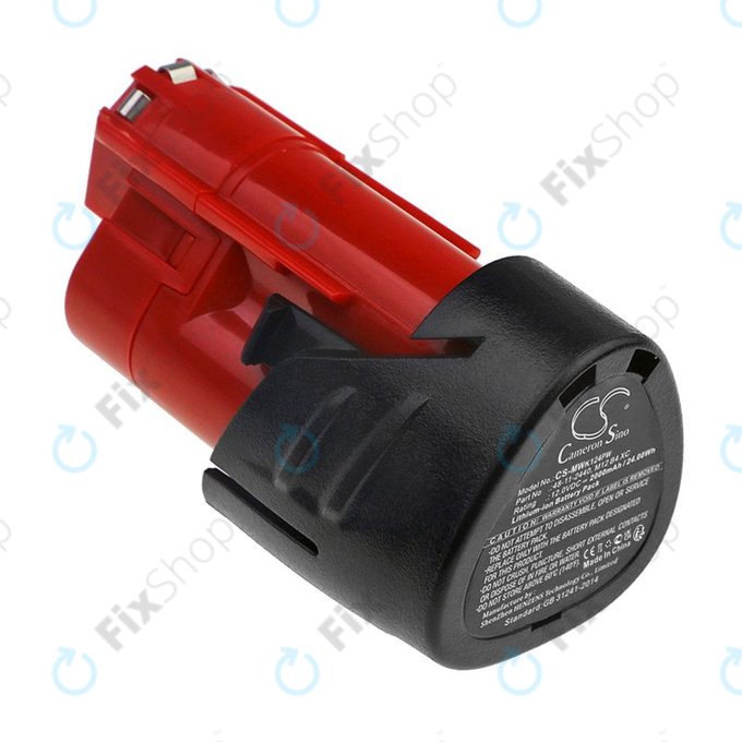 Battery for Milwaukee M12 Redlithium XC 4.0, M12 B3 XC, M12 B4 XC, 2000mAh, Li-Ion, 12V, -, HQ