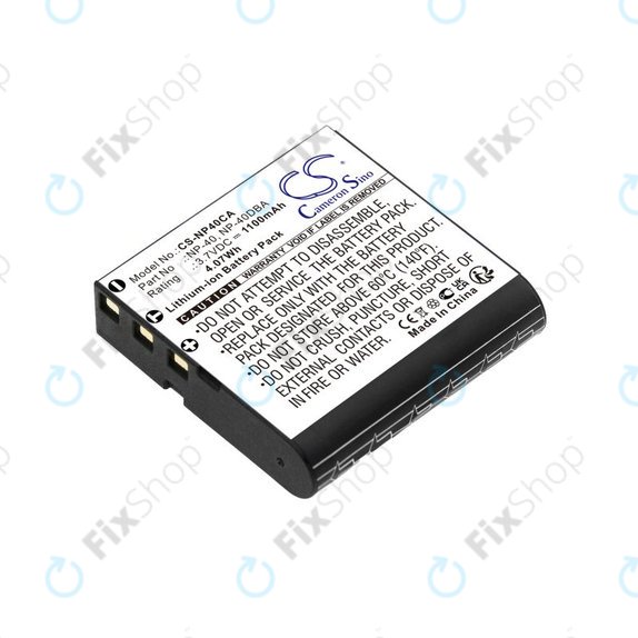 Battery for Casio Exilim Ex-FC100, 1100mAh, Li-Ion, 3.7V, NP-40, HQ