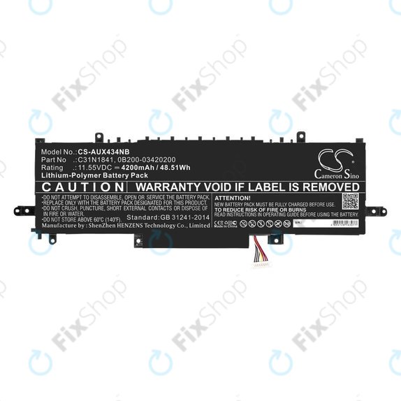 Battery for Asus ZenBook 14, Flip 14, 4200mAh, Li-Pol, 11.55V, C31N1841, HQ