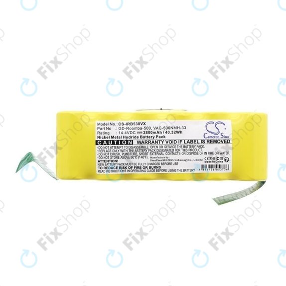 iRobot Roomba 500, 600, 700, 800, 900-series, R3, Scooba 450, Vileda 137173 - Battery 11702, GD-Roomba-500, VAC-500NMH-33 Ni-MH 14.4V 2800mAh HQ